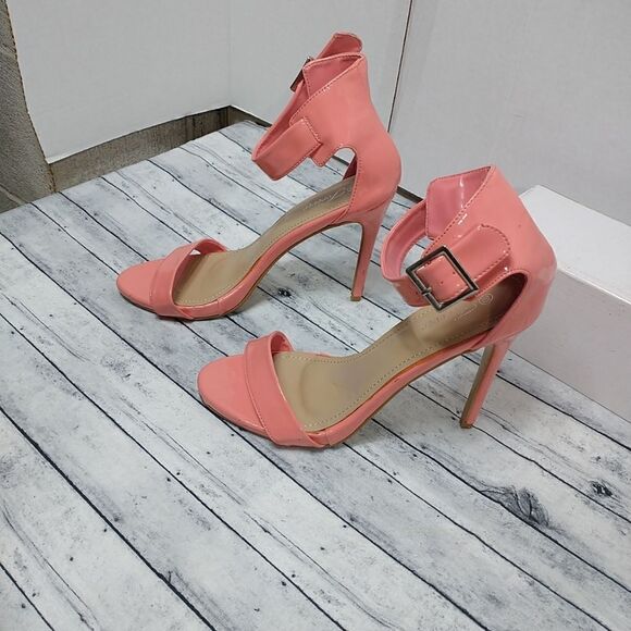 Women's SZ 10 Forever Pink Sandals High Heel Stilettos Buckle - Picture 10 of 10